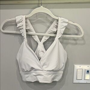 Aerie White Ruffled Bra Top